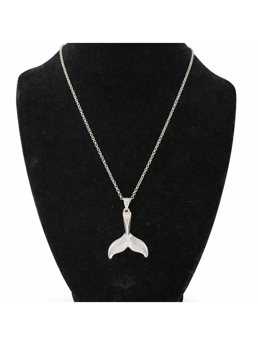 Periwinkle Silver Whale Fin Pendant Necklace